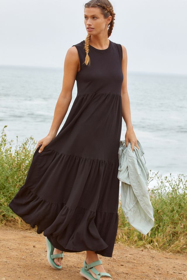 anthropologie tiered black dress