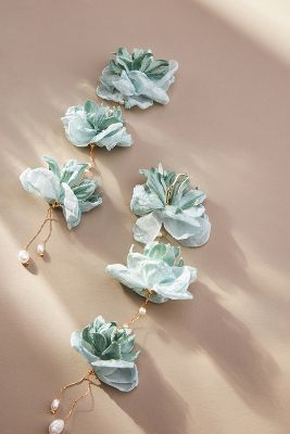 By Anthropologie Triple Flower Earrings In Mint