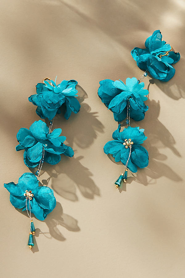 Shop By Anthropologie Triple Flower Earrings In Blue