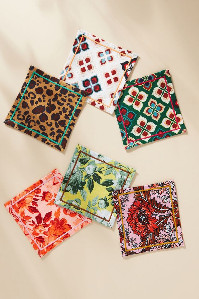 Jylin Cotton Cocktail Napkins, Set of 6 Anthropologie UK