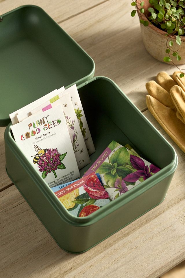 Powder-Coated Steel Seed Storage Tin #1
