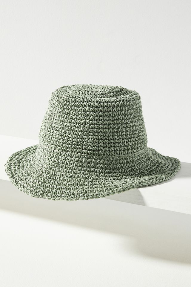New Wyeth Logo Tonal Band 100% Paper Straw Packable Bucket Hat O/S New Wyeth Logo Tonal Band 100% Paper Straw Packable Bucket  main image 2