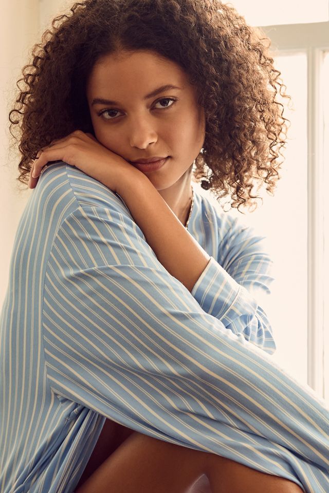 Eberjey Long-Sleeve Striped Robe #2