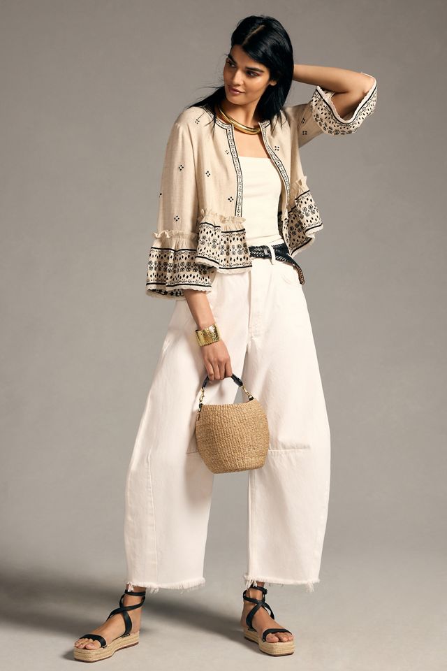 By Anthropologie Cropped Eyelet Kimono #3