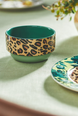 Anthropologie Phoebe Nut Bowl In Animal Print