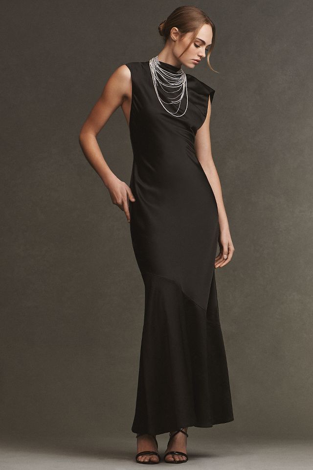 Significant Other Lana Cowl Neck Tie Back Satin Maxi Dress