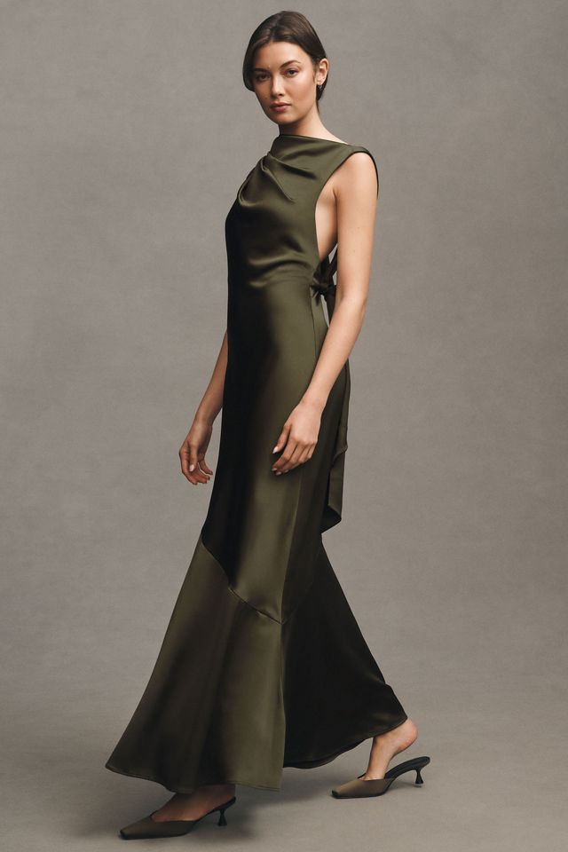 Significant Other Lana Cowl-Neck Tie-Back Satin Maxi Dress #3