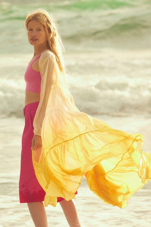 By Anthropologie Tiered Sheer Ombré Duster #4