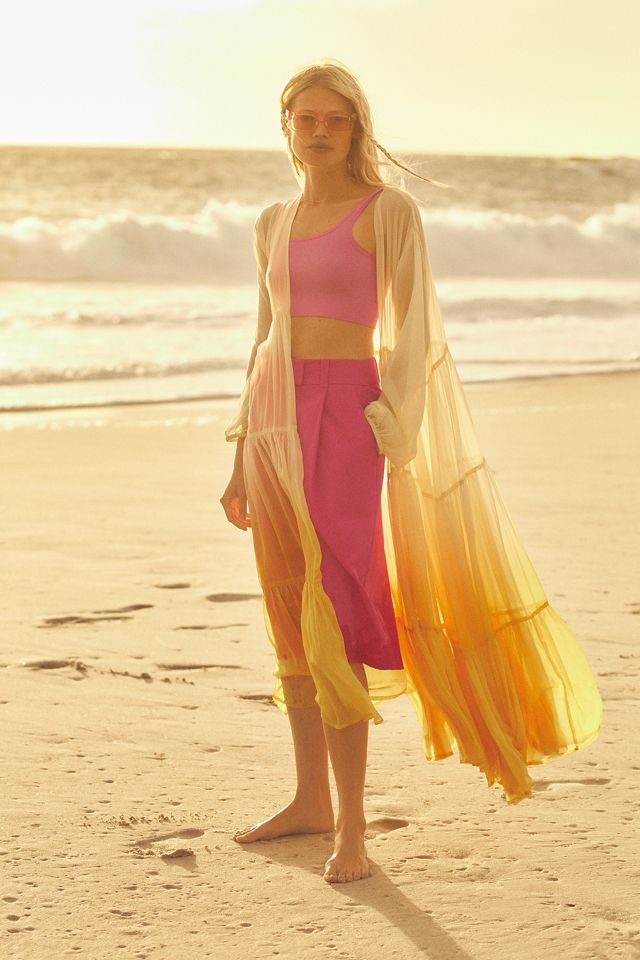 By Anthropologie Tiered Sheer Ombré Duster #5