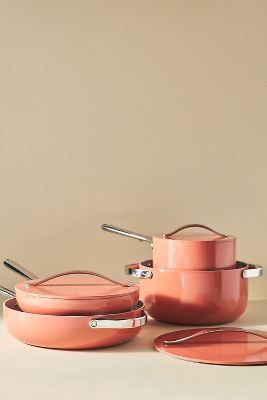 Caraway Home 7-Piece Perracotta Orange Non-Stick Ceramic Cookware Set +  Reviews