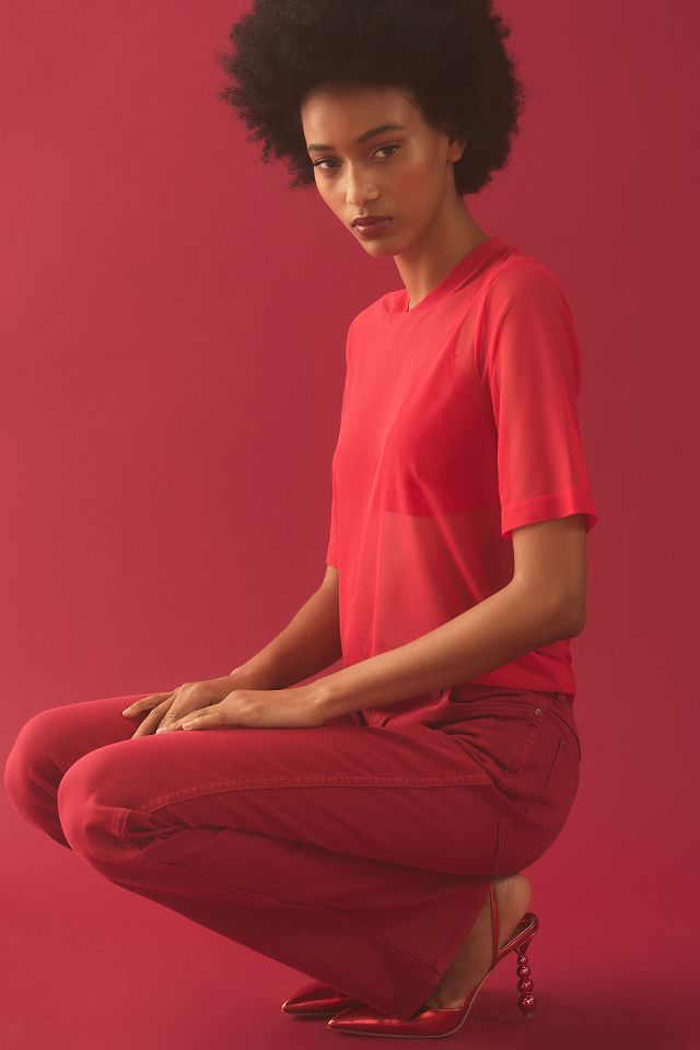 Porridge Mesh Half-Sleeve Top #2