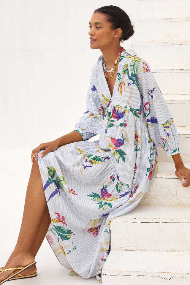 By Anthropologie Printed Tiered Shirt Dress Anthropologie