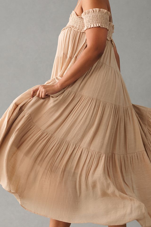Sarah Hann Smocked Off-The-Shoulder Tiered Dress #6