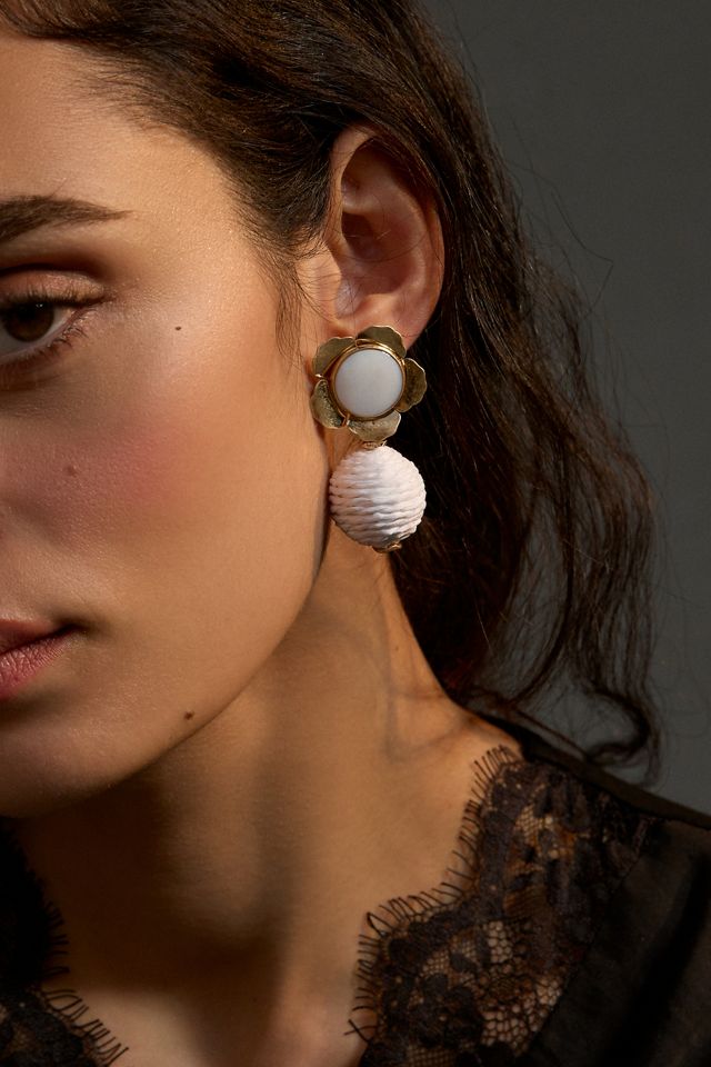 Floral Raffia Drop Earrings #1