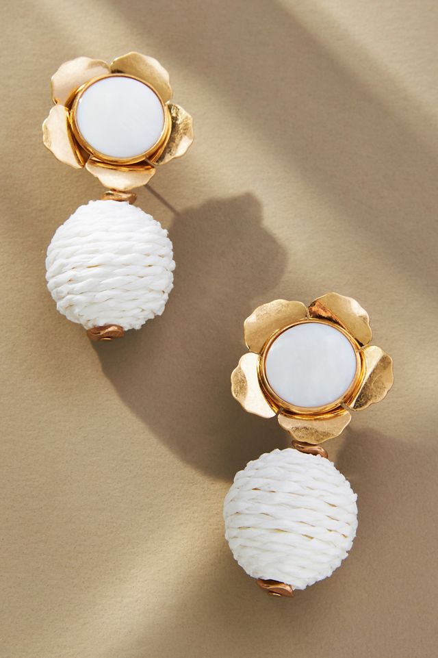 Floral Raffia Drop Earrings #2