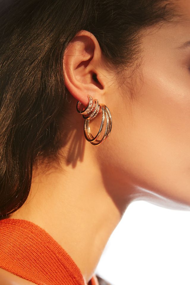 Chunky Mixed Metal Hoop Earrings, Set of 3  Anthropologie Taiwan - Women's  Clothing, Accessories & Home