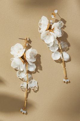 By Anthropologie Blossom Drop Earrings In White
