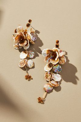 Louis Vuitton Color Blossom Long Earrings, Pink Gold, White Mother-of-Pearl and Diamonds. Size NSA