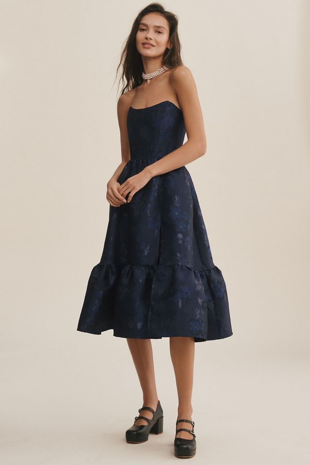 V. Chapman Virginia Tiered Strapless Corset Midi Dress #3