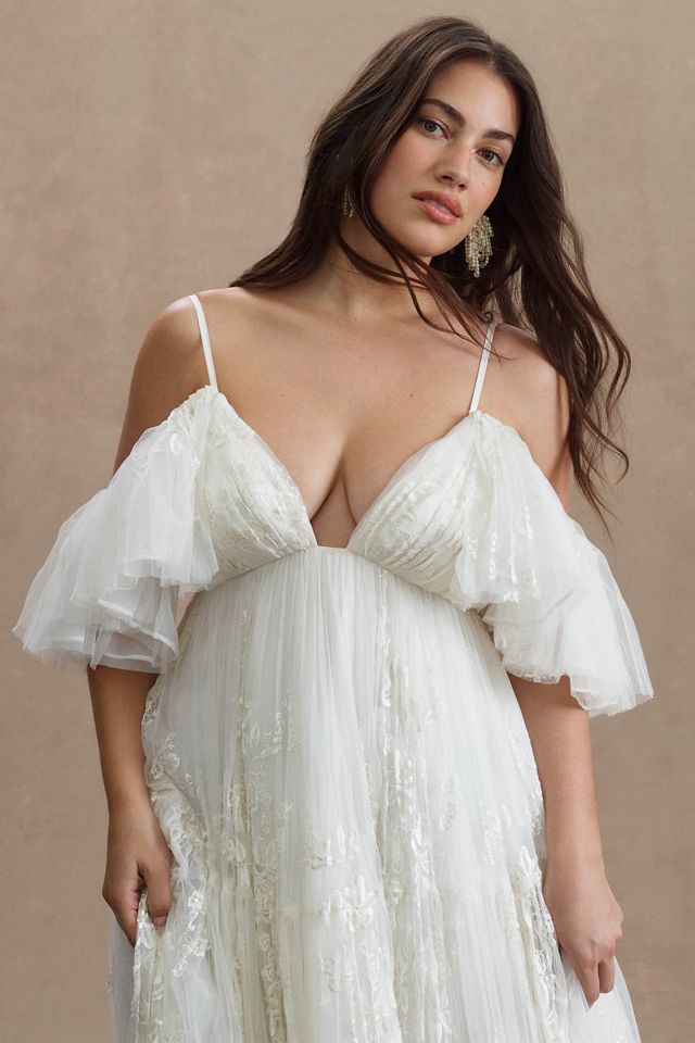 BHLDN Valentina V-Neck Flutter-Sleeve Empire-Waist Wedding Gown #5