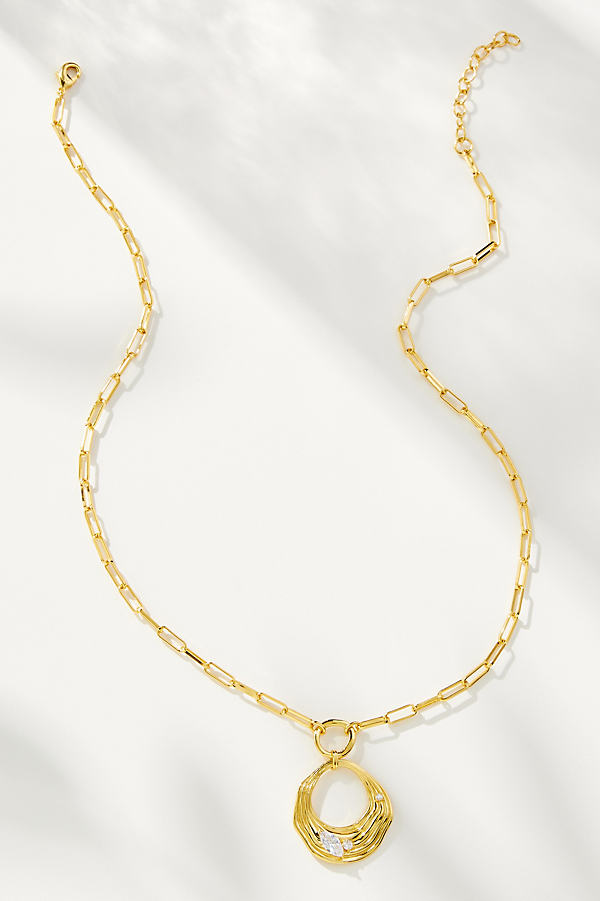 Jackie Mack Rippled Pendant Necklace In Gold