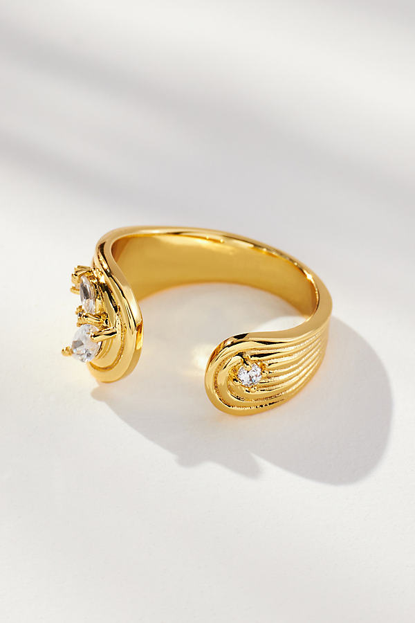 Jackie Mack Open Rippled Ring In Gold