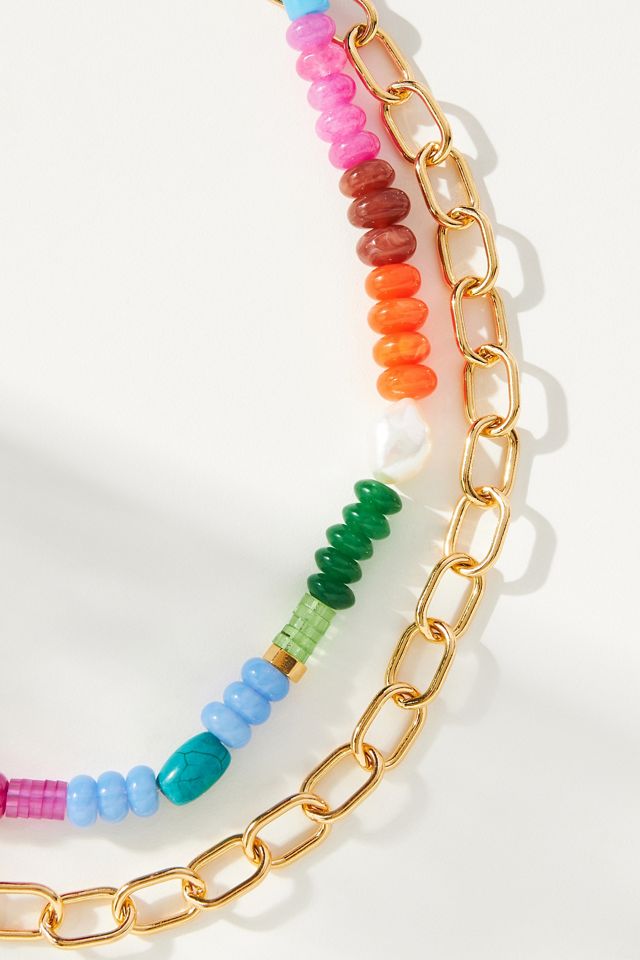 Layered Beaded Paperclip Necklace #2