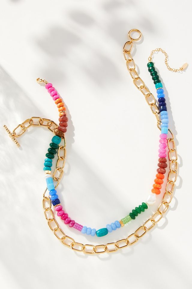 Layered Beaded Paperclip Necklace #1