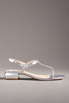 By Anthropologie Strappy Thong Sandals In Silver