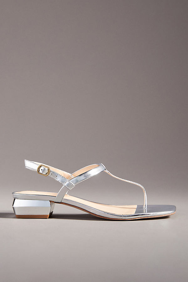 By Anthropologie Strappy Thong Sandals In Silver