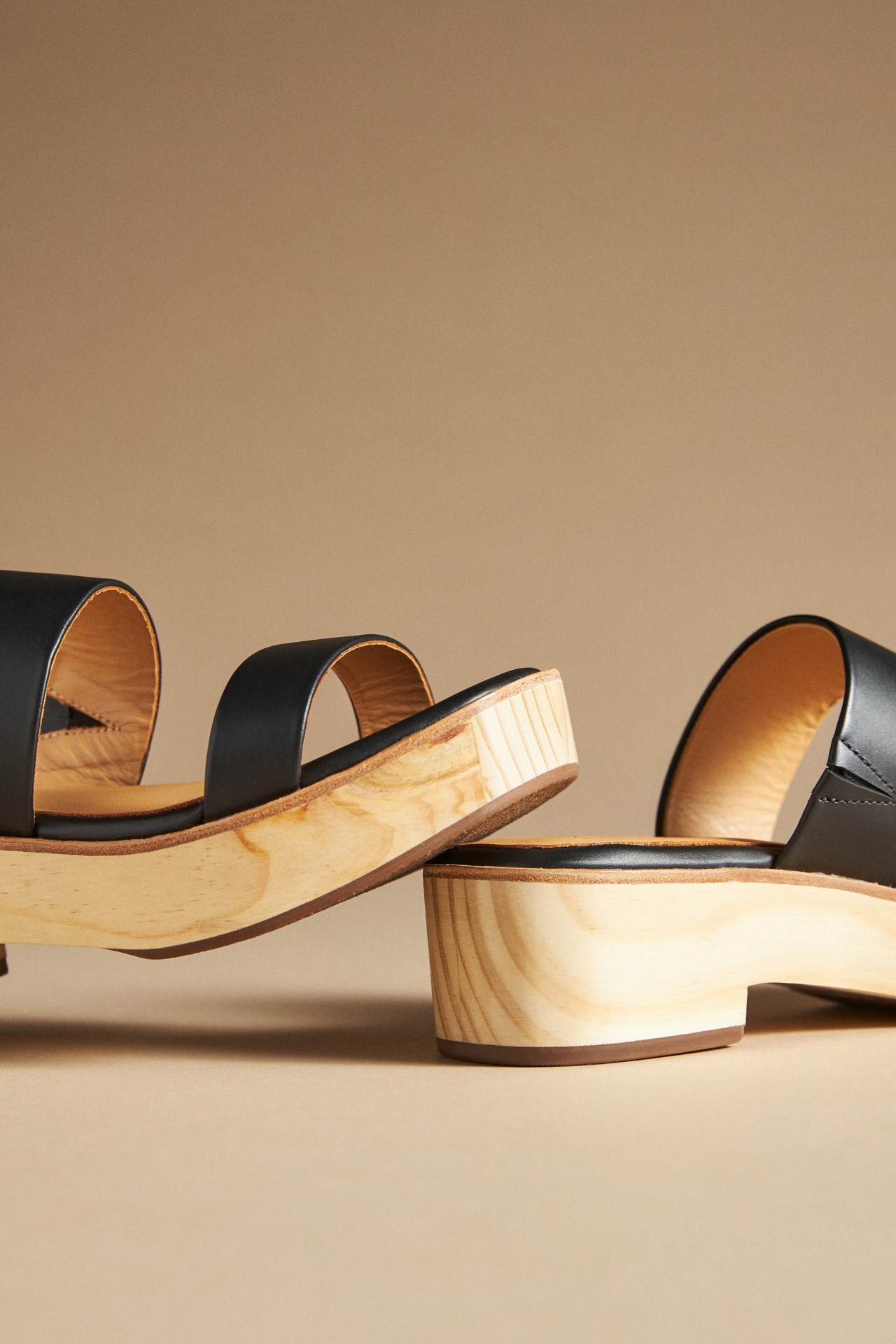 Nisolo Double-Strap Wood-Bottom Heels