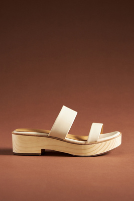 Nisolo Heeled Clog Sandals In White