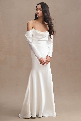 Off the Shoulder Silk Wedding Dresses