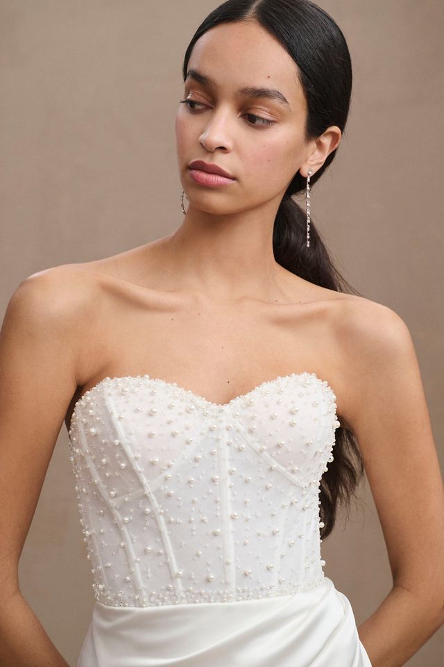 Watters Tilly Strapless Corset Front-Slit Wedding Gown | Anthropologie