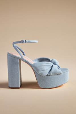 Loeffler Randall Roz Knot Platform Ankle-strap Sandals In Blue
