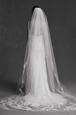 Jenny Yoo Jenny By  Madeline Floral Lace Appliqué Chapel Veil In White