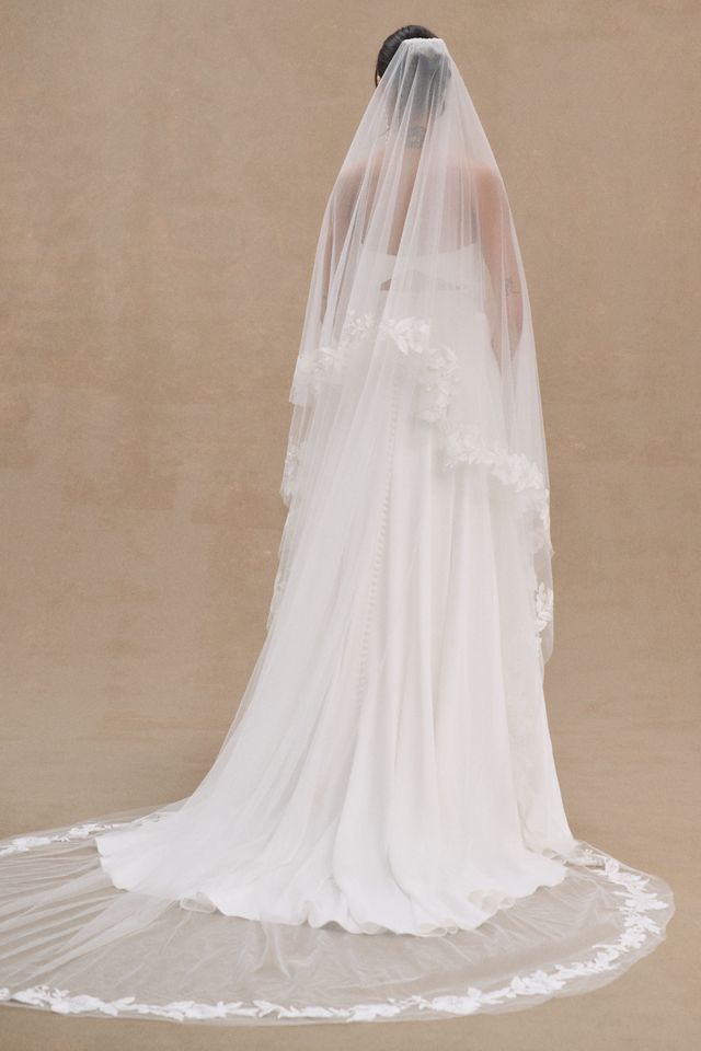 Jenny by Jenny Yoo Madeline Floral Lace Appliqué Chapel Veil #5