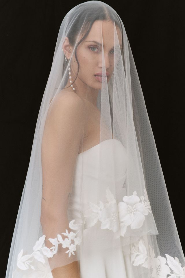 Jenny by Jenny Yoo Madeline Floral Lace Appliqué Chapel Veil #1