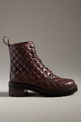 Shop See By Chloé Jodie Quilted Lace-up Boots In Brown