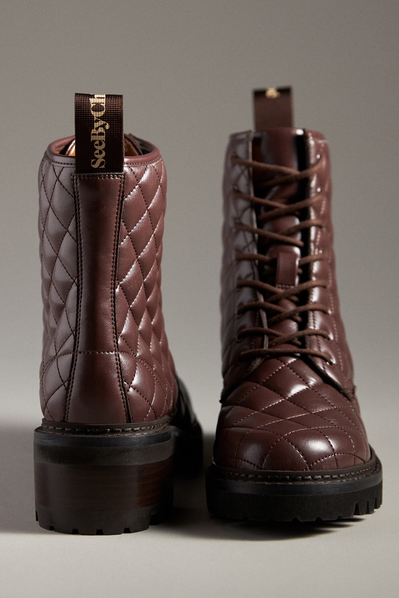 See By Chloe Jodie Quilted Lace-Up Boots