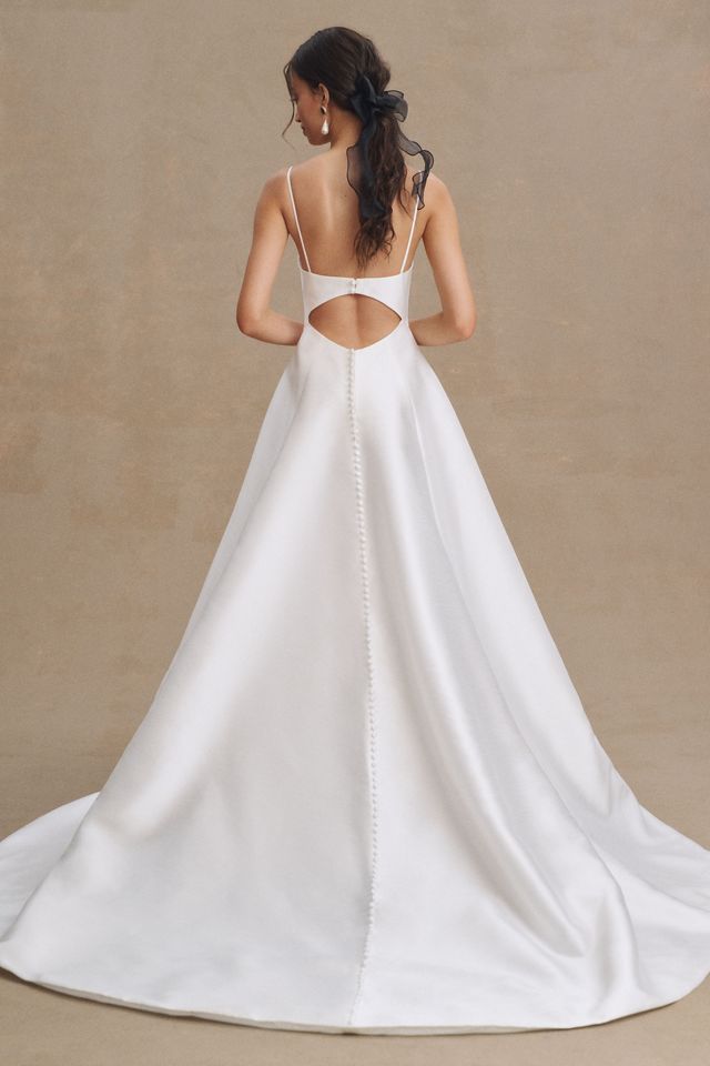 Jenny Yoo Tamson Satin Plunge Cutout A-Line Wedding Gown #2