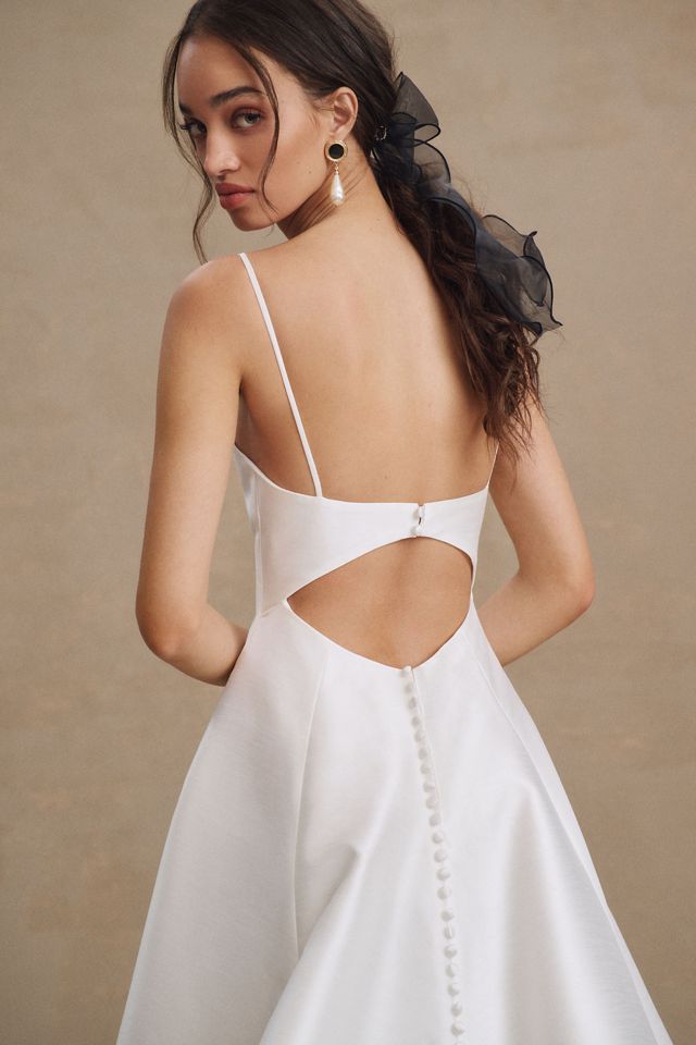 Jenny Yoo Tamson Satin Plunge Cutout A-Line Wedding Gown #3