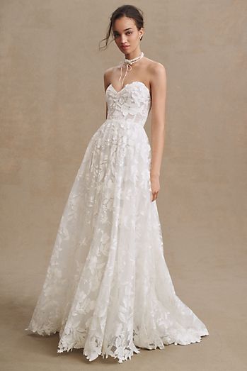 Jenny Yoo Madeline Corset A-Line Strapless Lace Wedding Gown