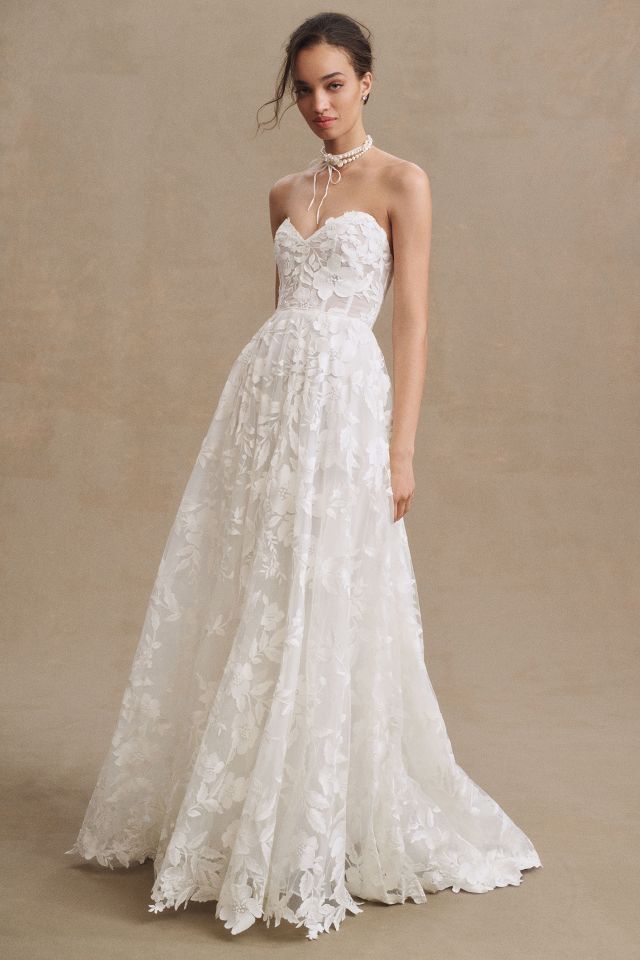 Strapless A-line Wedding Dress With Back Details And Lace