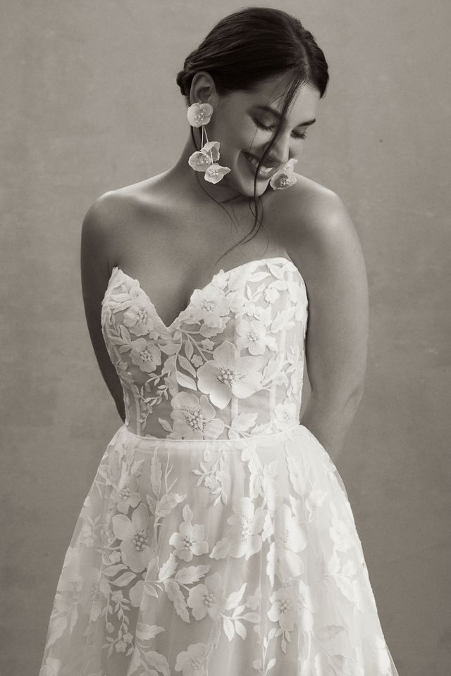Jenny Yoo Madeline Corset A-Line Strapless Lace Wedding Gown #6
