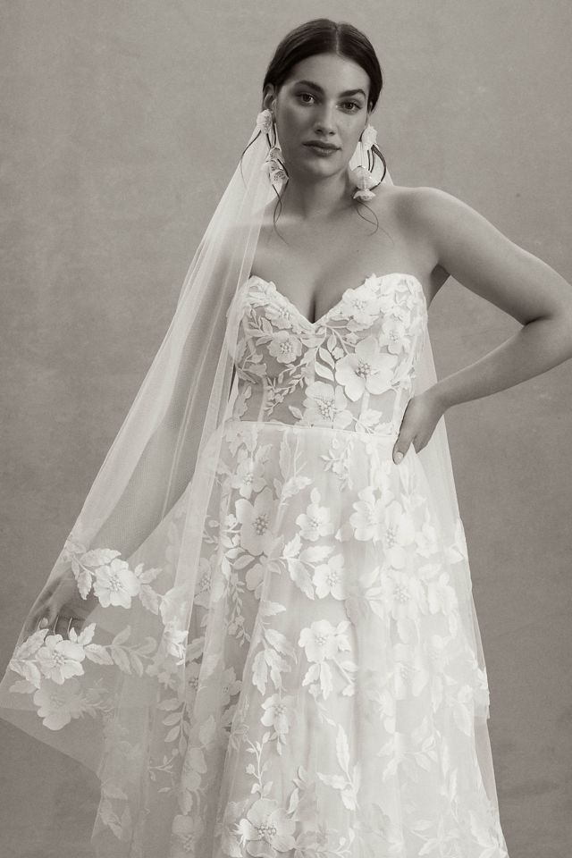 Jenny Yoo Madeline Corset A-Line Strapless Lace Wedding Gown #8