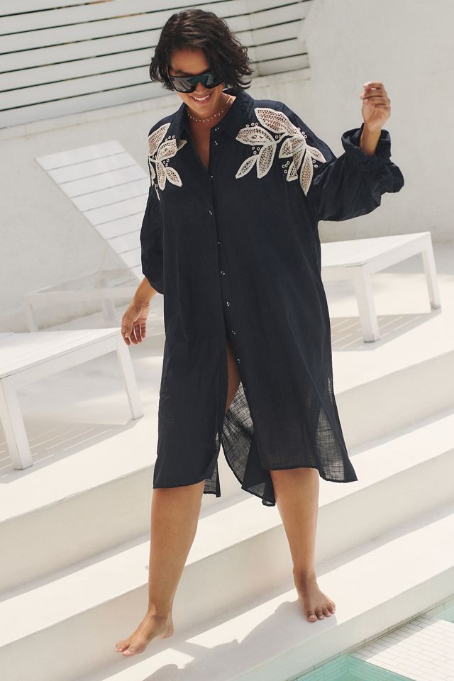By Anthropologie Embroidered Buttondown Cover-Up Dress #5