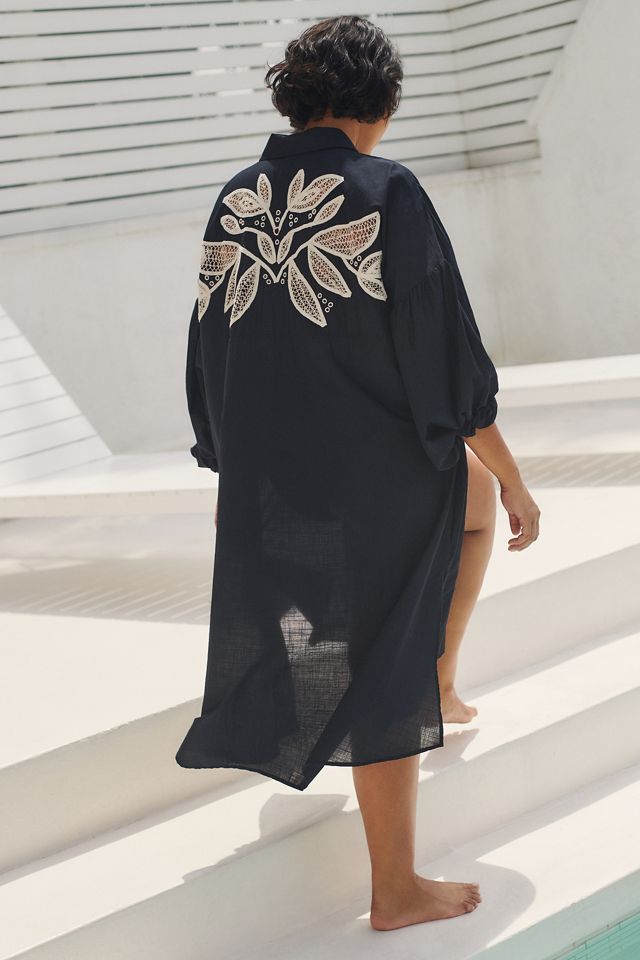 By Anthropologie Embroidered Buttondown Cover-Up Dress #6