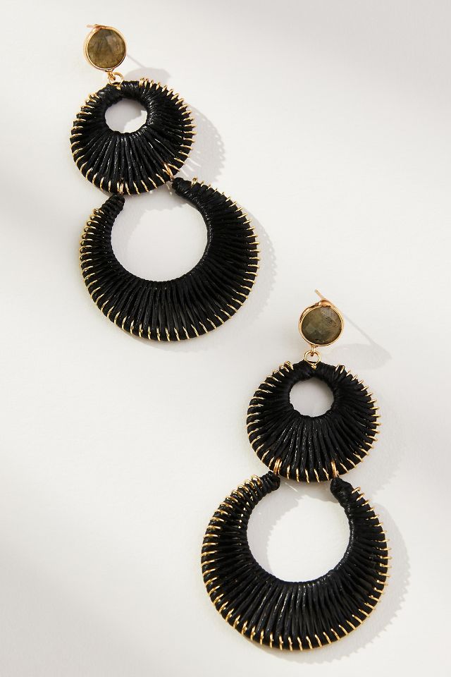 Double circle sale drop earrings