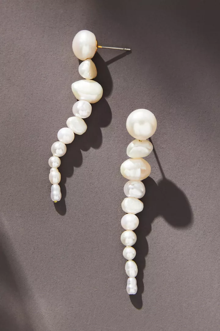 Anthropologie Linear Pearl Drop Earrings